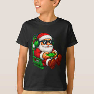 Funny Santa Gaming Gamer Pajamas Pjs Christmas Xma T-Shirt