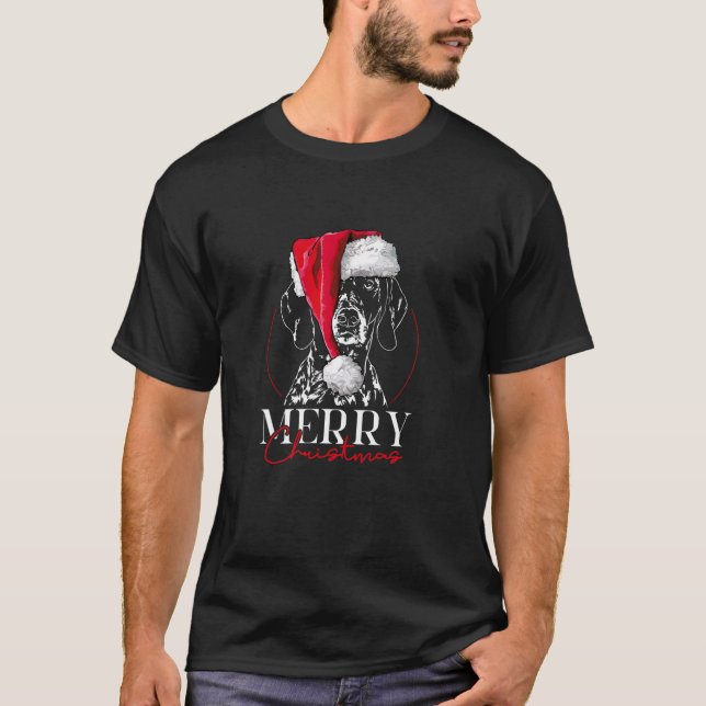 Funny Santa German Shorthaired Pointer Merry Chris T-Shirt (Front)