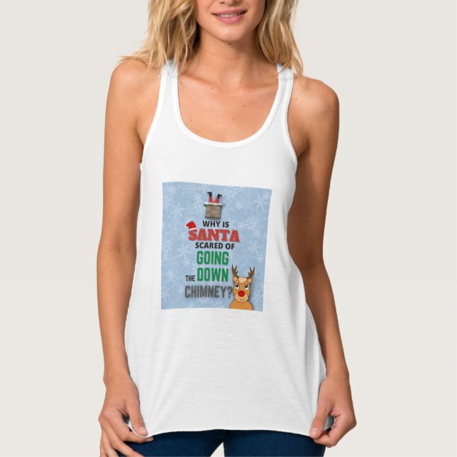 Funny Santa Going Down Chimney Joke Kids Singlet (Front)