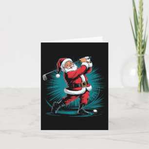 Funny Santa Golfing Ball Sport Swing Christmas Fes Card