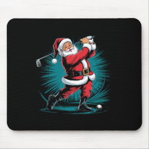 Funny Santa Golfing Ball Sport Swing Christmas Fes Mouse Pad