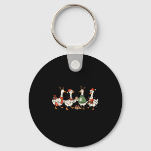 Funny Santa Goose Snowman Just A Christmas Goose X Key Ring