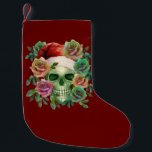 FUNNY SANTA GREEN SKULL AND CHRISTMAS FLORAL  SMALL CHRISTMAS STOCKING<br><div class="desc">FUNNY SANTA GREEN SKULL AND CHRISTMAS WITH FLORAL ART.</div>