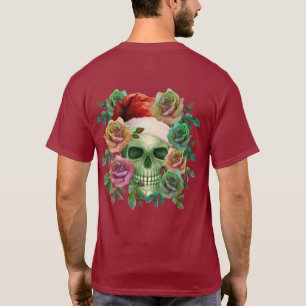FUNNY SANTA GREEN SKULL AND CHRISTMAS FLORAL T-Shirt