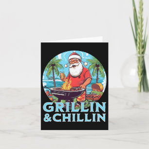 Funny Santa Grilling Christmas In July Grillin And Card