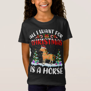 Funny Santa Hat All I Want For Christmas Is A Hors T-Shirt