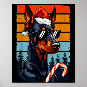 Funny Santa Hat Christmas Dobie Doberman Nscher Poster