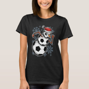 Funny Santa Hat Christmas Snowman Soccer Player T-Shirt
