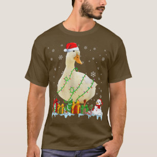 Funny Santa Hat Duck Christmas Lights Animals Love T-Shirt