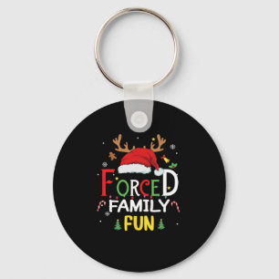 Funny Santa Hat Forced Family Fun Sarcastic Christ Key Ring