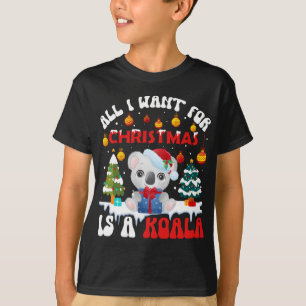 Funny Santa Hat Koala All I Want For Christmas Is T-Shirt