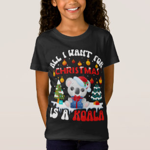 Funny Santa Hat Koala All I Want For Christmas Is T-Shirt