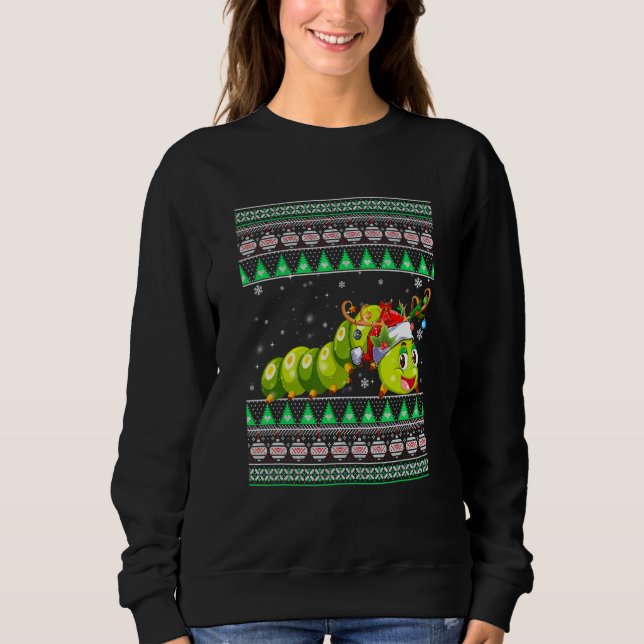 Funny Santa Hat Matching Ugly Caterpillar Christma Sweatshirt (Front)