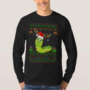 Funny Santa Hat Matching Ugly Caterpillar Christma T-Shirt