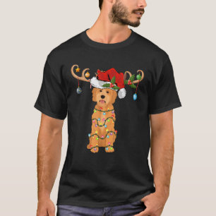 Funny Santa Hat Reindeer Goldendoodle Christmas  T-Shirt