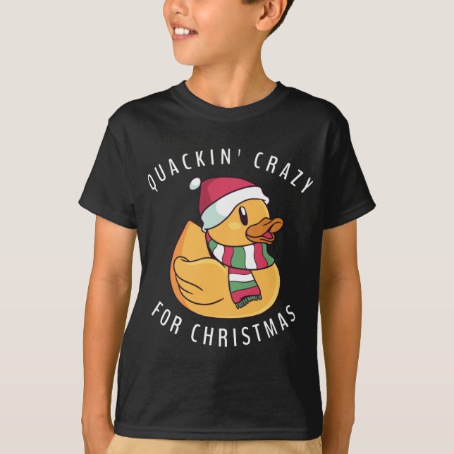 Funny Santa Hat Rubber Duck Christmas Pun T-Shirt (Front)