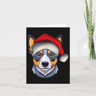 Funny Santa Hat Xmas Pajamas Blue Heeler Dog Chris Card
