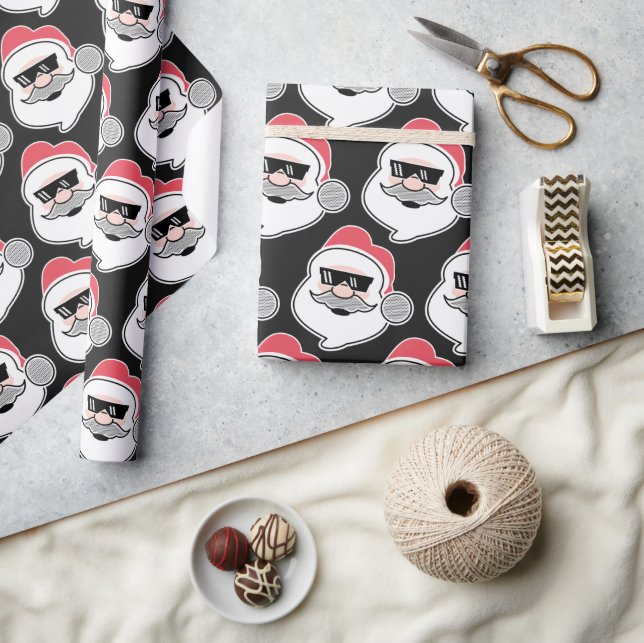 Funny Santa Head With Glasses Cool Modern Xmas  Wrapping Paper (Crafts)