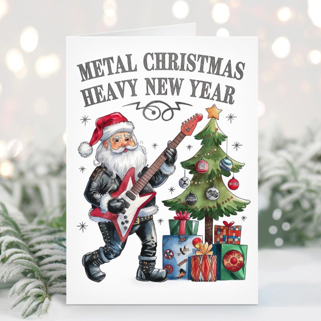 Funny Santa Heavy Metal Christmas Card (Creator Uploaded)