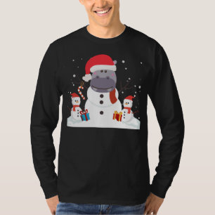 Funny Santa Hippo Christmas Snowman Xmas Gift T-Shirt