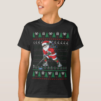 Funny Santa Ice Hockey Player Ugly Sweater Christm