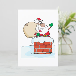 Funny Santa in Chimney Invitation