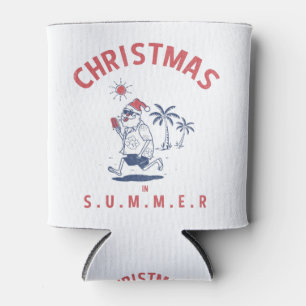 FUNNY SANTA IN JULY CAN COOLER