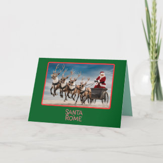 Funny Santa in Rome Christmas Card