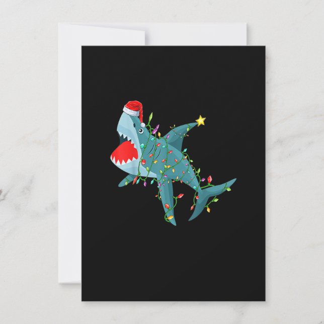 Funny Santa Jaws Shark Christmas Lights Merry Shar Invitation (Front)