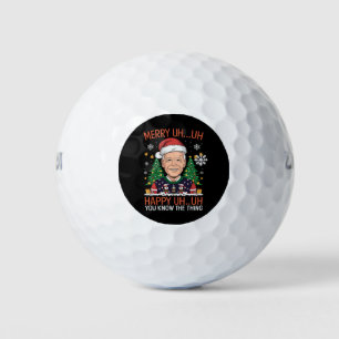Funny Santa Joe Biden Merry Uh Uh Christmas Ugly Golf Balls