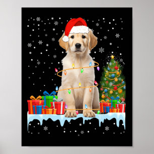 Funny Santa Labrador Dog Christmas Lights Xmas Paj Poster