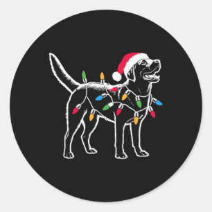 Funny Santa Labrador Retriever Christmas Lights Do Classic Round Sticker