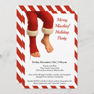 Funny Santa Legs   North Pole Mischief Holiday  Invitation