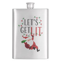 Funny Santa Let's Get Lit Christmas Slogan
