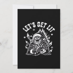 Funny Santa Let's Get Lit Classic Holiday Card