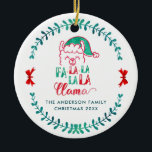Funny Santa LLama Saying Christmas Holiday Photo Ceramic Tree Decoration<br><div class="desc">Funny humourous photo holiday ornament saying "Fa la la la llama" with a cute handdrawn Llama Santa illustration surrounded by a Christmas wreath,  your personal greeting and personal photo on the back.</div>