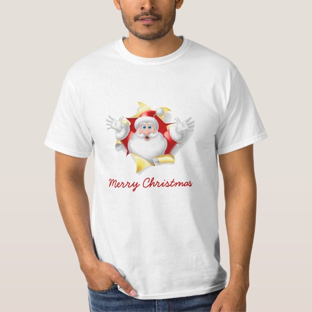 Funny Santa Merry Christmas holiday T-Shirt (Front)