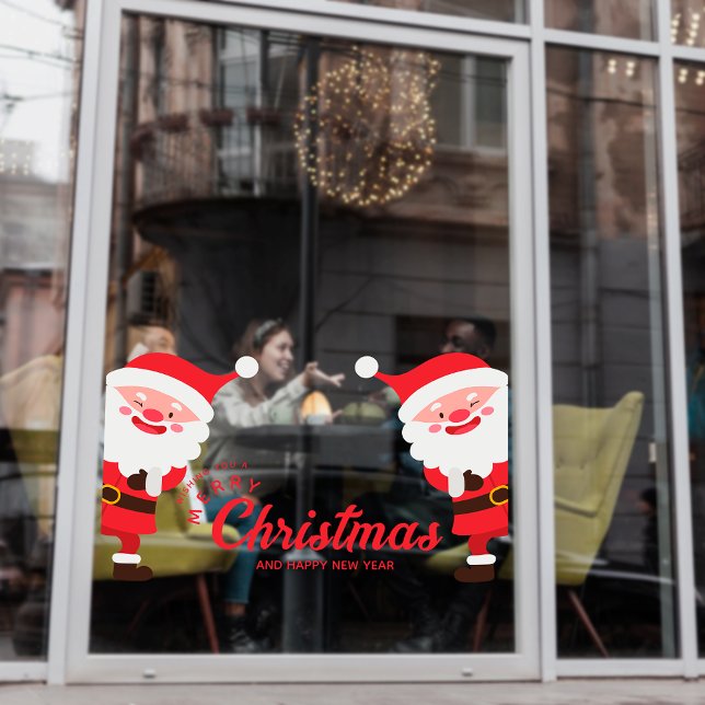 Funny Santa Merry Christmas Small Business Holiday (Funny Santa Merry Christmas Small Business Holiday Window Cling)