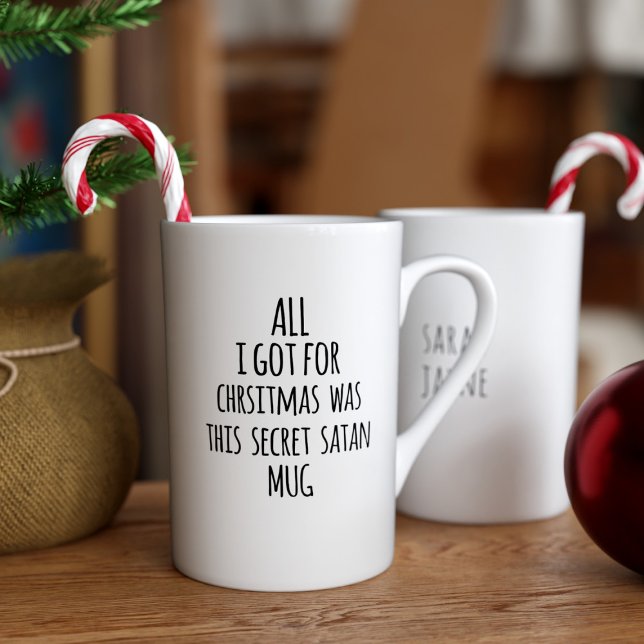 Funny Santa Misspelled Christmas Personalised Bone China Mug (Add your name and wrap it up! *parody Christmas mug - yes I know there's a typo - it's deliberate*🎄)