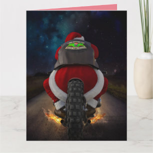 FUNNY SANTA MOTORCYLE CHRISTMAS CARD