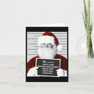 Funny Santa Mugshot Santa Claus Jailed Christmas Card