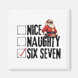 Funny Santa Nice Naughty Six Seven Meme 67 Christm Magnet