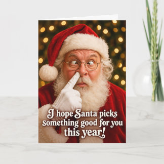 Funny Santa Nose Picking Christmas Holiday Card