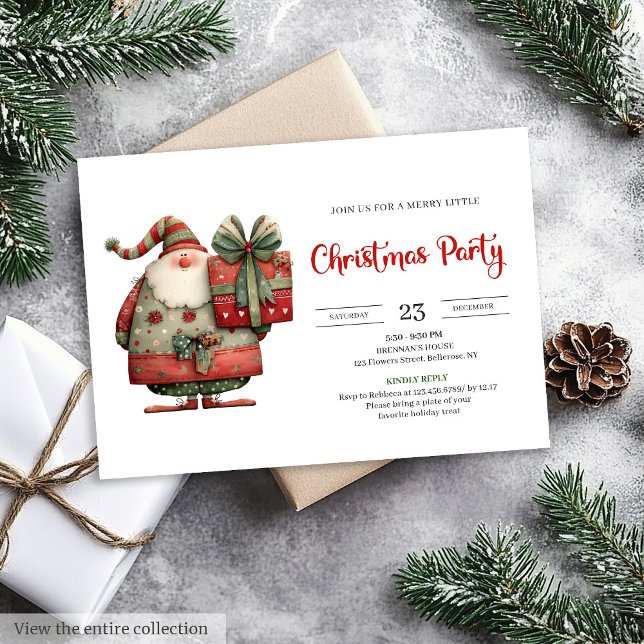 Funny Santa office party modern Christmas invite (Funny Santa office party modern Christmas invite)