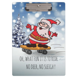 Funny Santa on Skateboard for Kids Christmas Clipboard