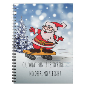 Funny Santa on Skateboard for Kids Christmas Notebook
