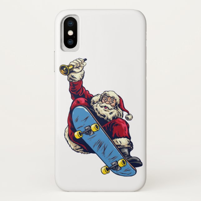 Funny Santa on Skateboard Merry Christmas Holiday Case-Mate iPhone Case (Back)