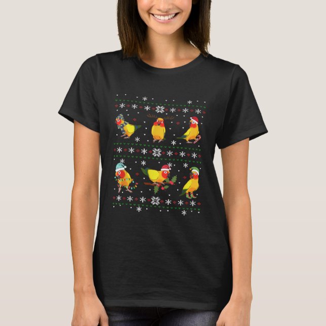 Funny Santa Parrot Decorations Sun Conure Ugly Chr T-Shirt (Front)
