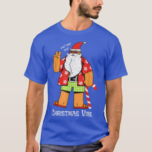 Funny Santa Peace Christmas Vibe Summer Feels Cand T-Shirt