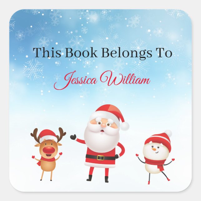 Funny Santa Personalised Bookplate Label for Books (Front)